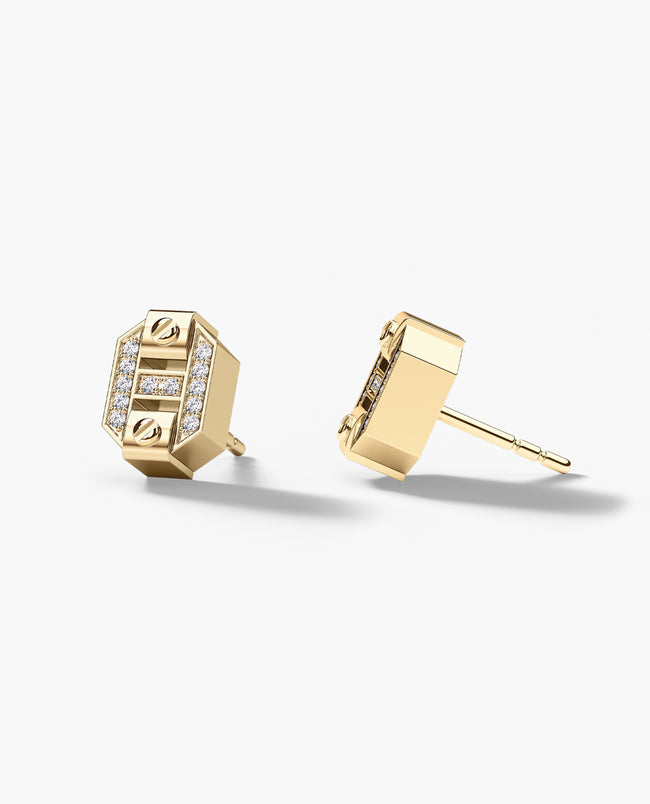 BRIGGS Gold Single Stud Earring with 0.08ct Diamonds